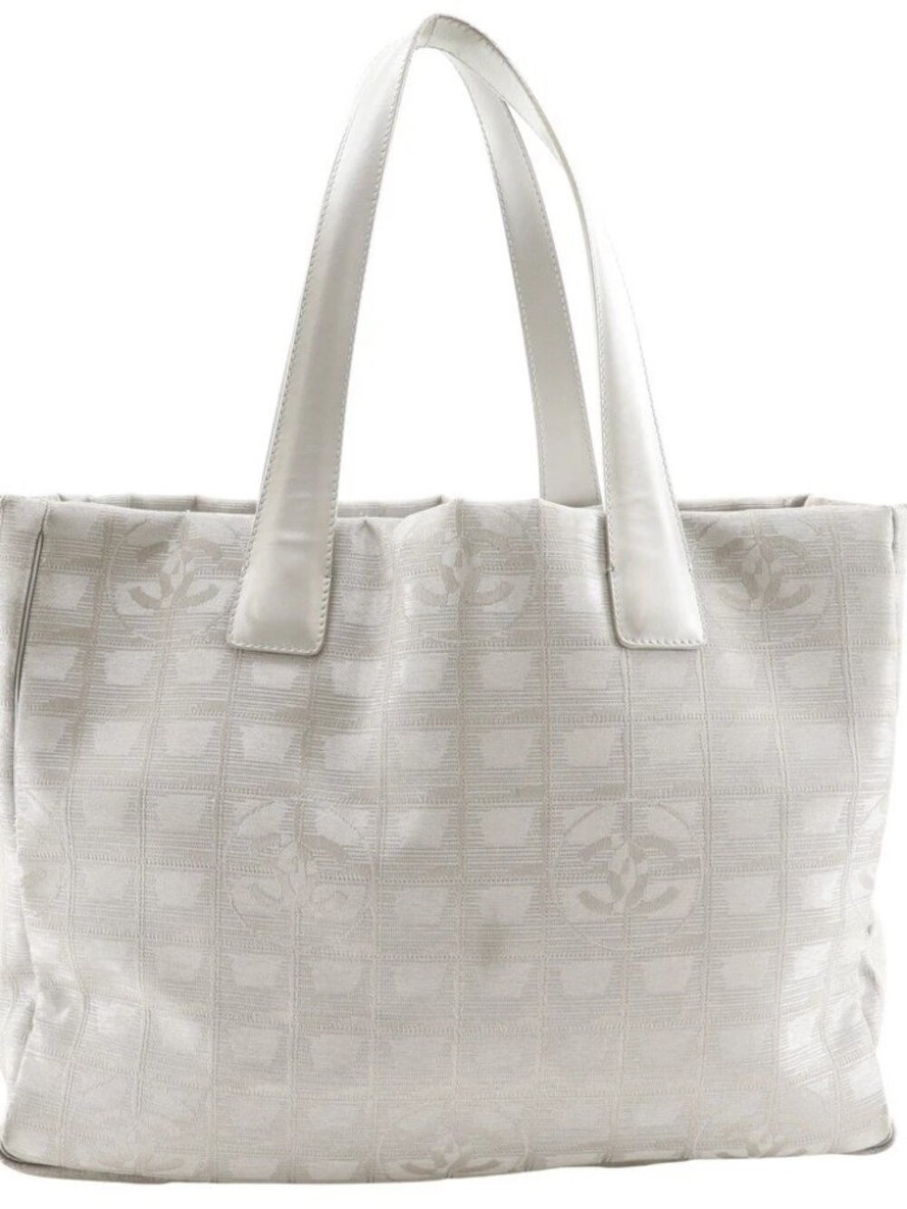 CHANEL Tote MM Tote Bag A15991 New travel line Silver Nylon canvas Women